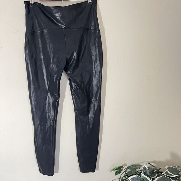 SPANX Faux Leather Leggings Pants Plus Size 1X Black High Rise - Picture 5 of 8